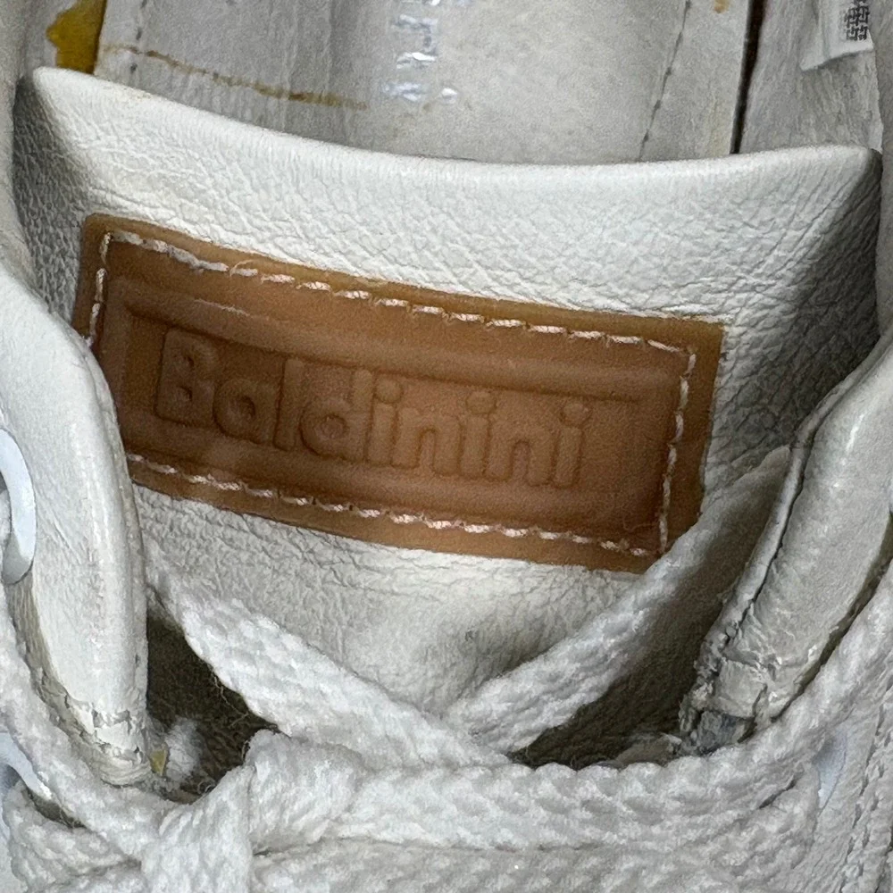 Baldinini Mens White Woven Leather Suede Low Top Sneakers Shoes 1646 Size 42